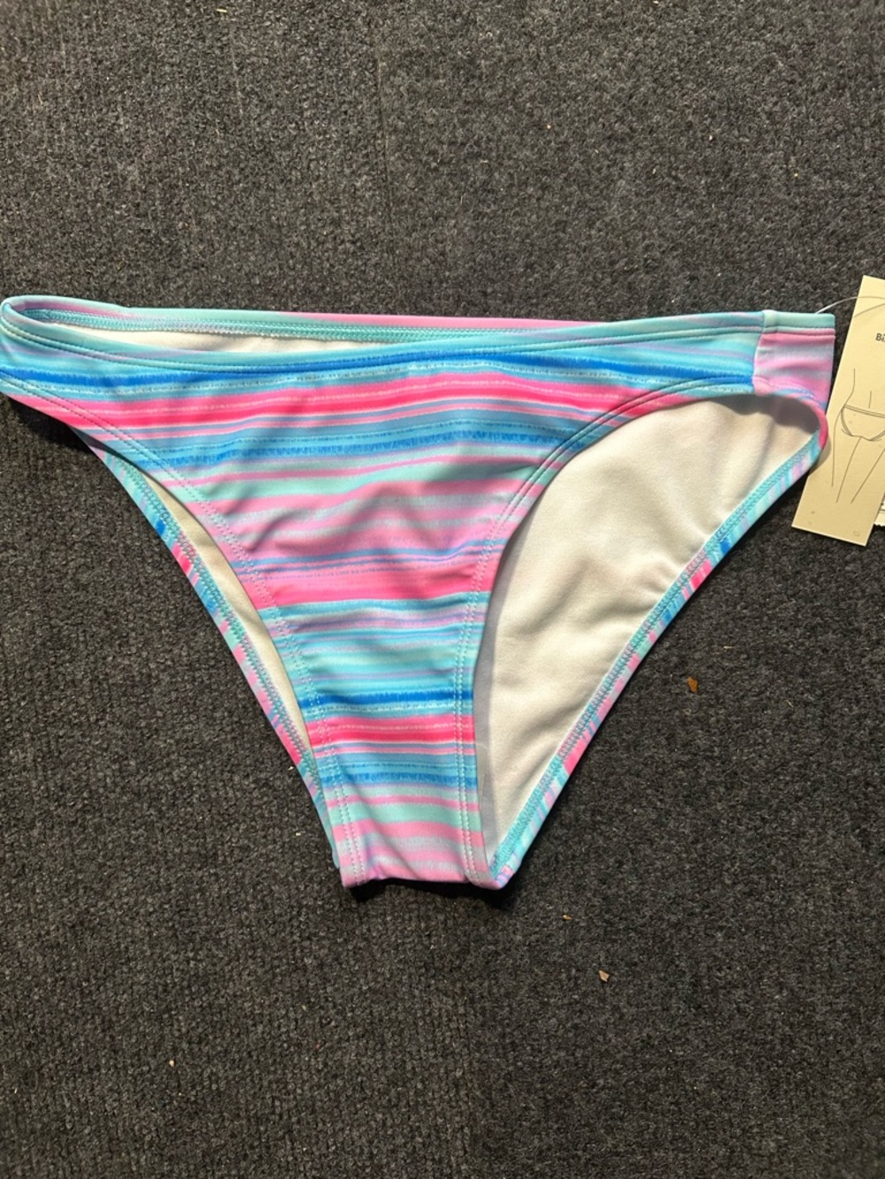 Women’s Striped Bikini Bottom - Pastel Blue & Pink